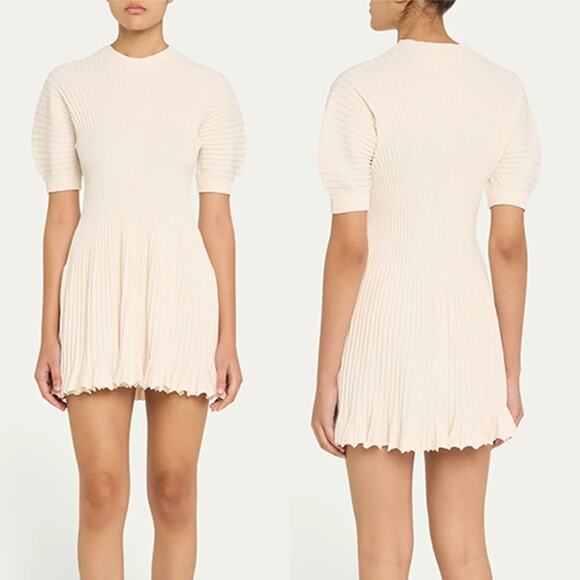 NWT Ulla Johnson Talie Rib-Knit Minidress White Crewneck Short Sleeves - Picture 1 of 8